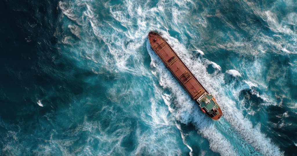 dynamic-aerial-view-cargo-ship-sailing-across-vibrant-blue-ocean-waters-leaving-striking-white